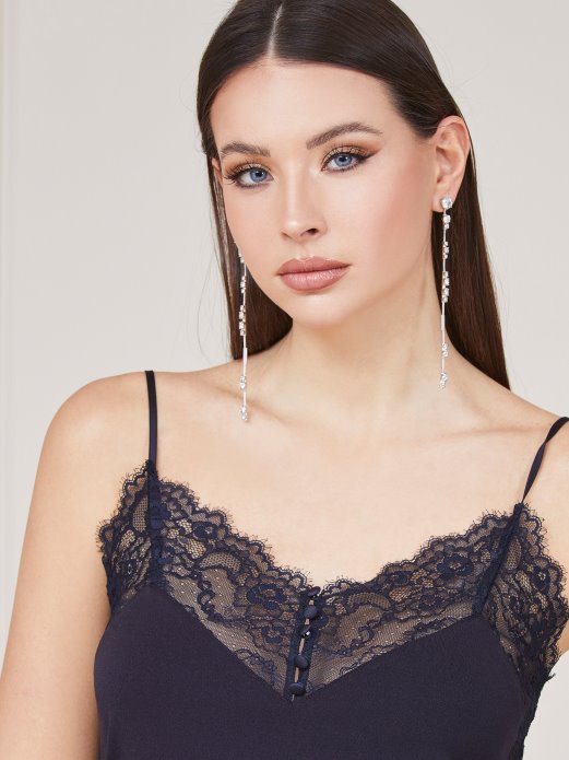 Guess Shopping Marciano čipkasti Umetak Top Plava