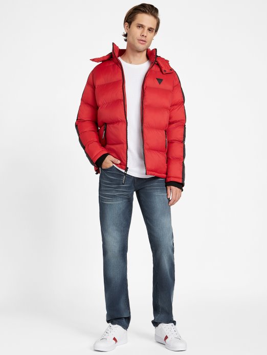 Guess Shopping Martin Color-block Puffer Majica S Kapuljačom Ragbi Crvena Multi