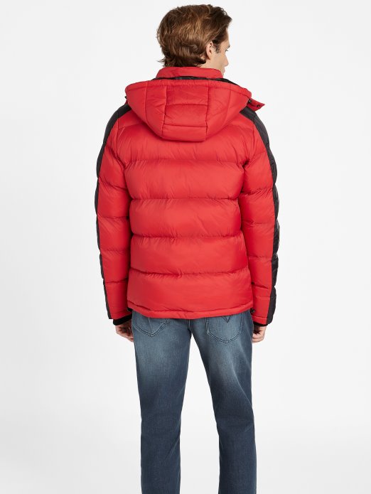 Guess Shopping Martin Color-block Puffer Majica S Kapuljačom Ragbi Crvena Multi