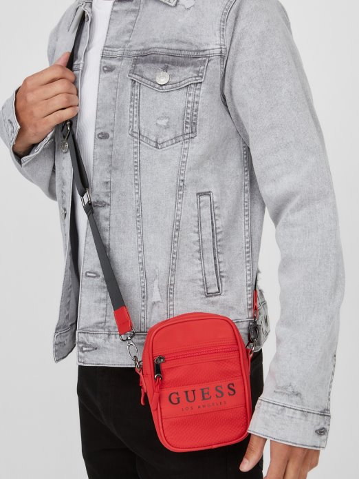 Guess Shopping Mesh Logo Crossbody Crvena