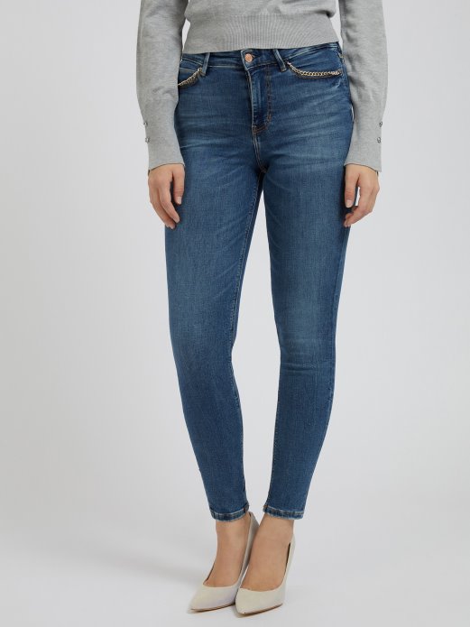 Guess Shopping Modne Skinny Fit Traper Hlače Plave