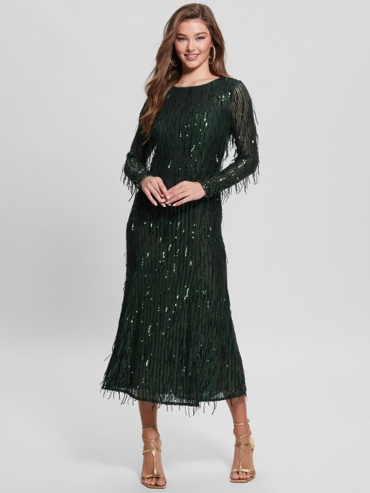 Guess Shopping Moss Mat Multi Elodie Haljina Sa šljokicama S Resama