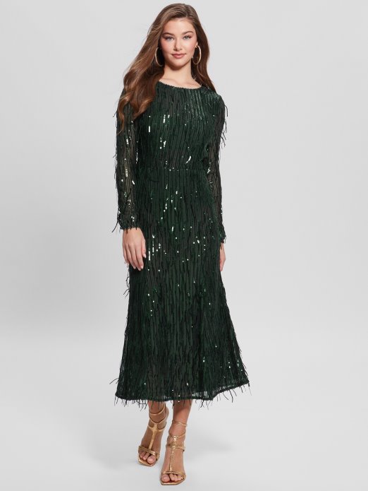 Guess Shopping Moss Mat Multi Elodie Haljina Sa šljokicama S Resama