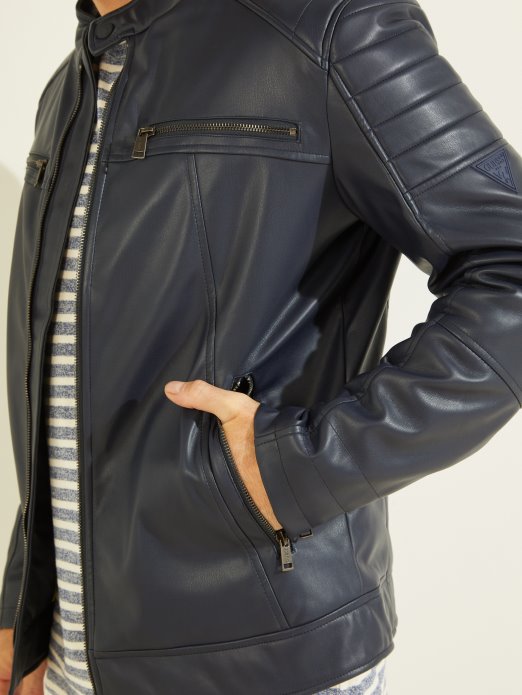 Guess Shopping Moto Jakna Od Umjetne Kože Plava Stilska