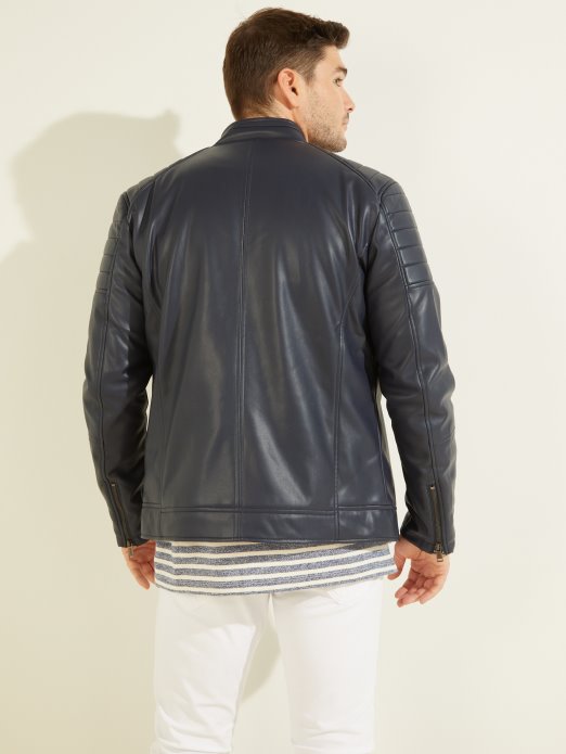 Guess Shopping Moto Jakna Od Umjetne Kože Plava Stilska