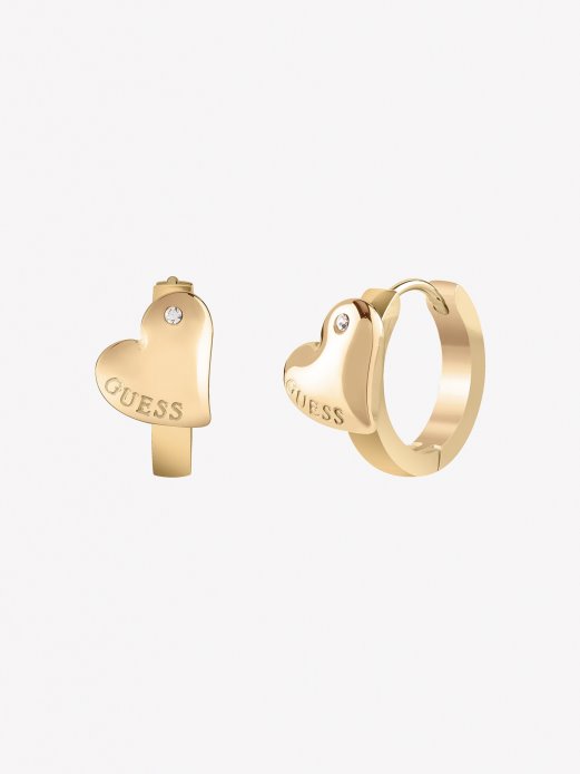 Guess Shopping Multi Gold Fluid-hearts-earrings