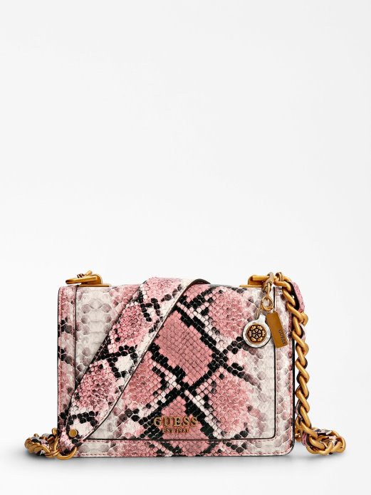 Guess Shopping Multi Pink Abey Python Print Mini Crossbody