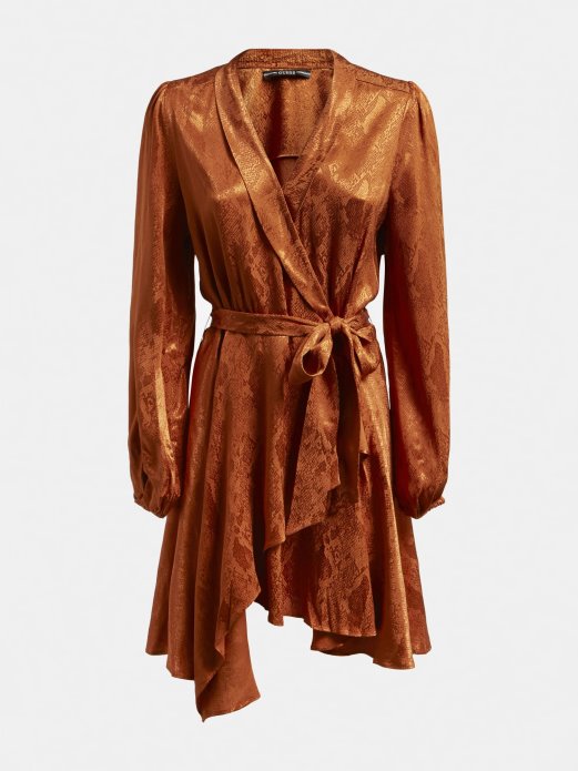 Guess Shopping Narančasta Haljina S Remenom Od Viskoze