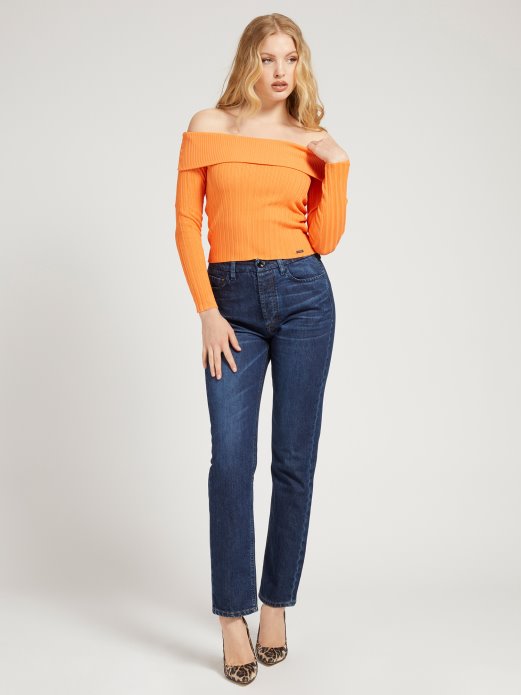 Guess Shopping Narančasti Pulover S Otvorenim Ramenima