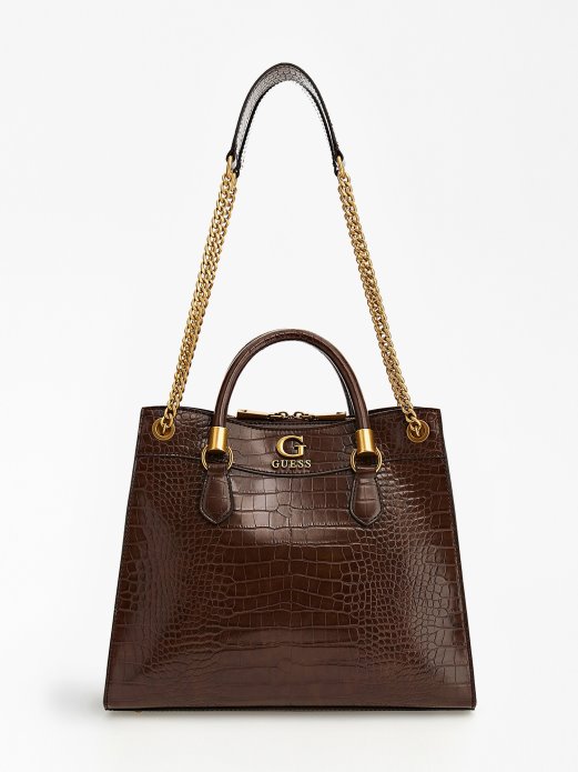Guess Shopping Nell Croc-print Torba Za Rame Smeđa