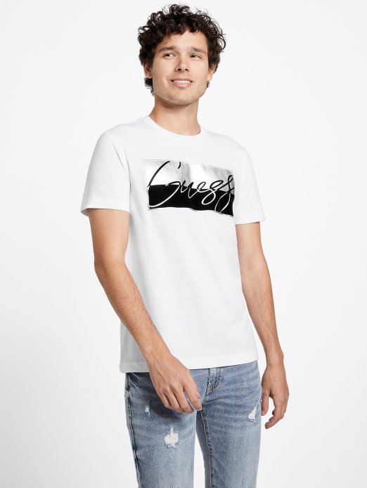 Guess Shopping Nivellen Logo Pure White T-shirt