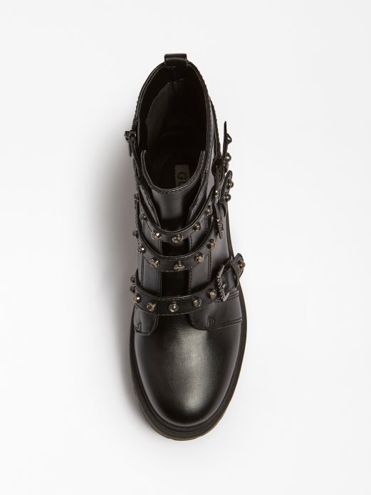 Guess Shopping Ocea čizme Za Gležnjeve S Aplikacijama Crne