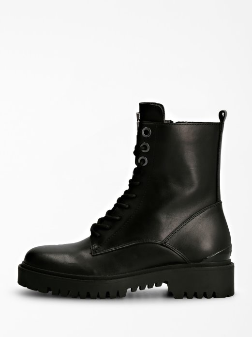 Guess Shopping Olone Crna Borbena čizma Od Prave Kože