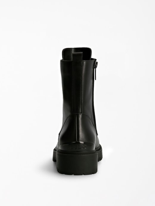 Guess Shopping Olone Crna Borbena čizma Od Prave Kože