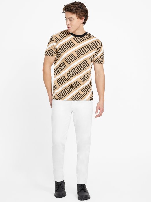 Guess Shopping Opie Logo Majica S Ovratnikom Toast Taupe