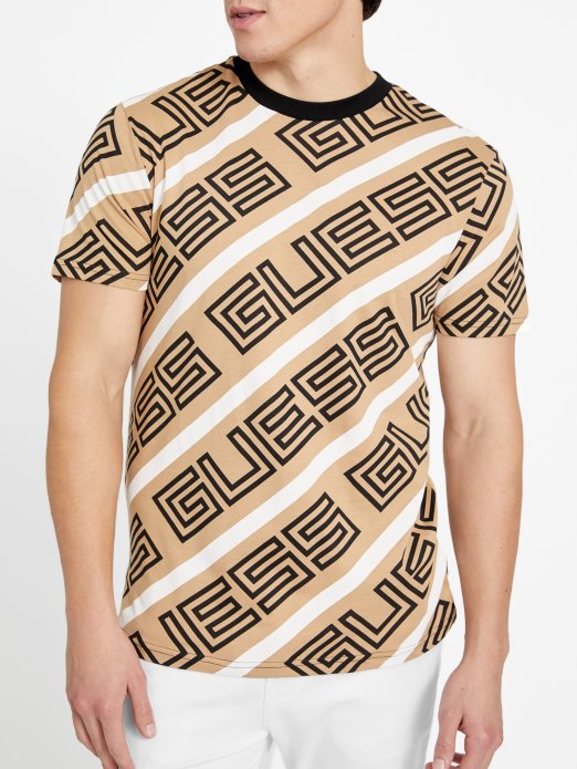 Guess Shopping Opie Logo Majica S Ovratnikom Toast Taupe