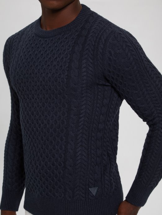 Guess Shopping Paise Norveški Pulover Od Mješavine Vune Plavi Elegantni