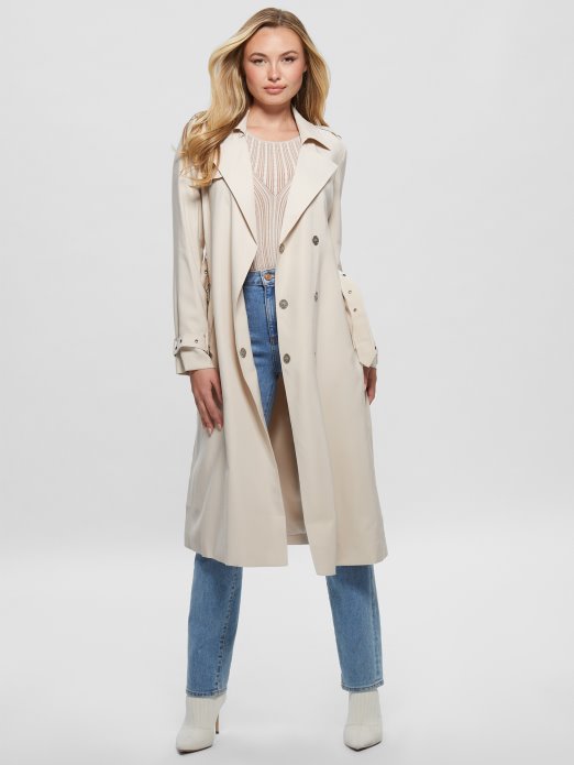 Guess Shopping Pearl Oyster Stefania Longline Trench Coat