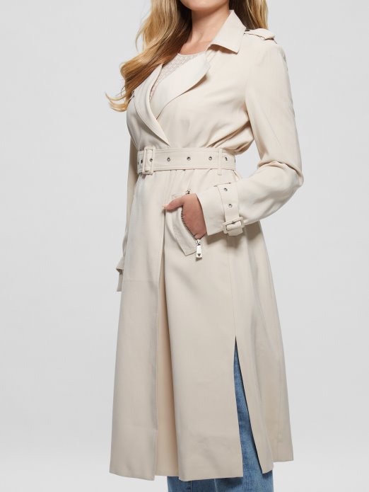 Guess Shopping Pearl Oyster Stefania Longline Trench Coat