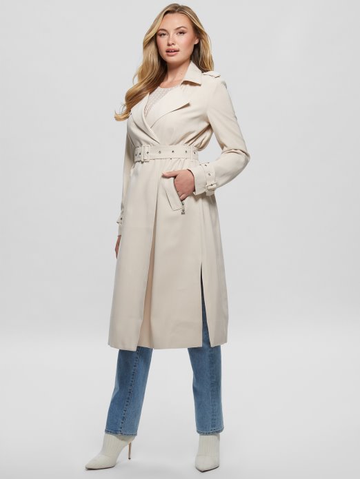 Guess Shopping Pearl Oyster Stefania Longline Trench Coat