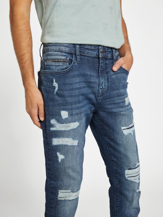 Guess Shopping Peter Uništeno Ravne Traperice Dark Destroy Oprati