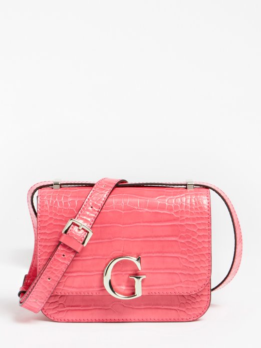Guess Shopping Pink Corily Crocodile Crossbody