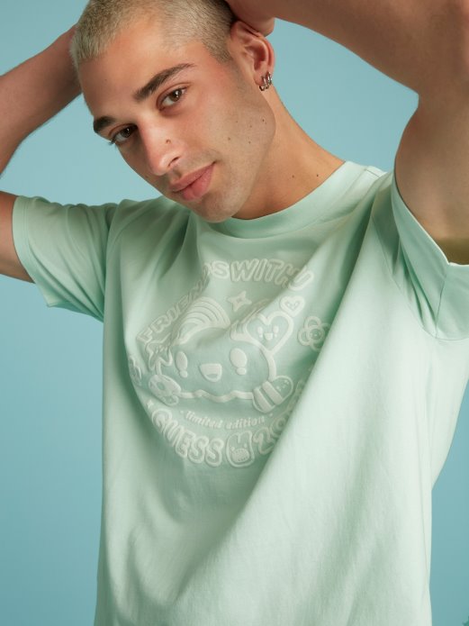 Guess Shopping Place Majica S Printom Svijetloplava