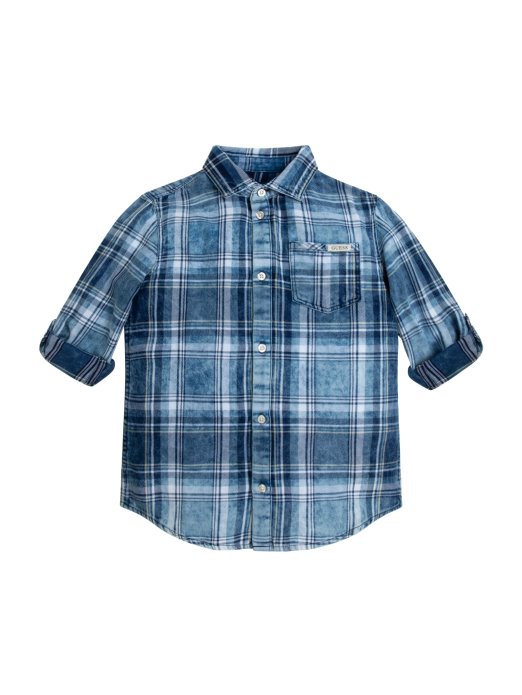 Guess Shopping Plava I Bež Karirana Mini Traper Košulja (7-18)