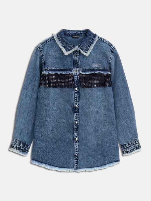 Guess Shopping Plava Traper Haljina S Resama