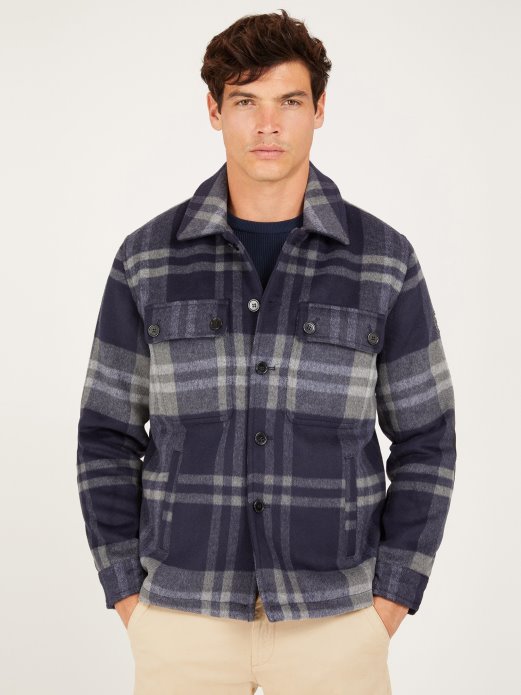 Guess Shopping Plava Višestruka Makro Karirana Košulja Od Mješavine Vune