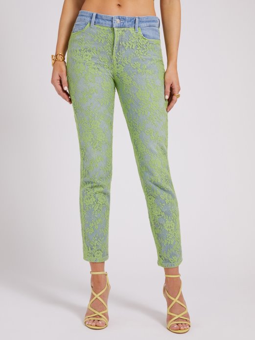 Guess Shopping Plave čipkaste Traper Hlače