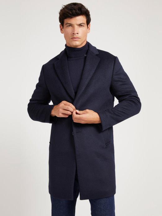 Guess Shopping Plavi Kaput Od Mješavine Više Vune