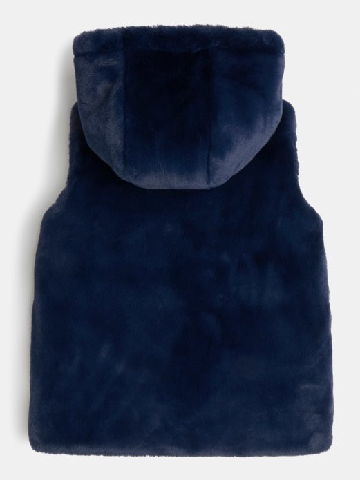 Guess Shopping Plavi Reverzibilni Prsluk Od Umjetnog Krzna