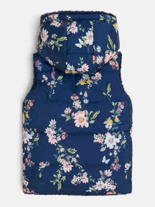 Guess Shopping Plavi Reverzibilni Prsluk Od Umjetnog Krzna