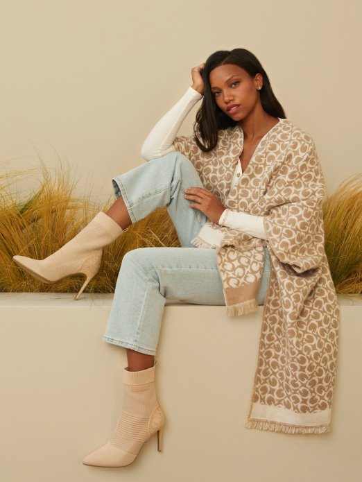 Guess Shopping Pletene čizme Na Petu Taupe