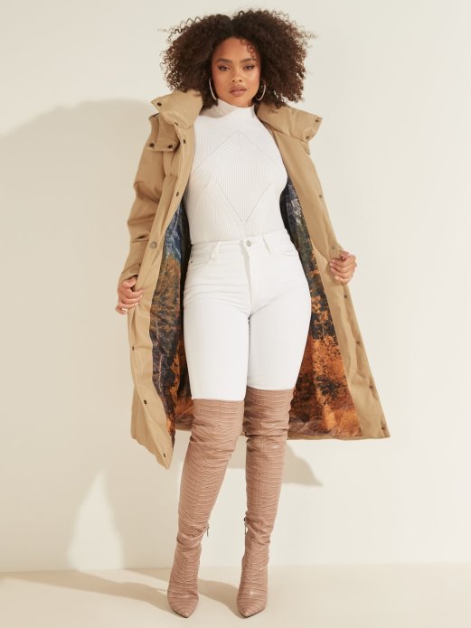 Guess Shopping Podstavljena Jakna Od Umjetne Kože Bež