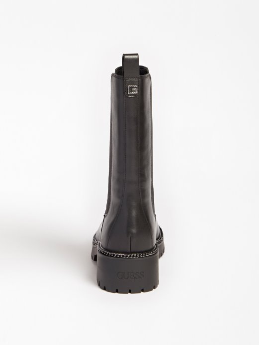 Guess Shopping Prave Kožne Ibbie Niske čizme Crne