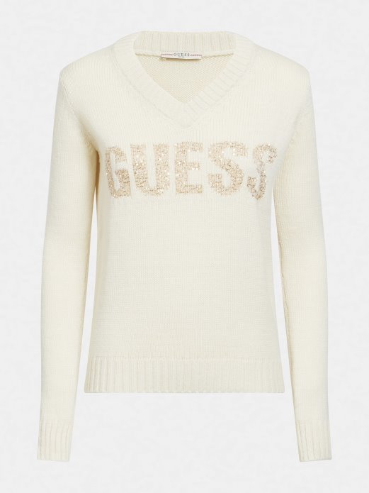 Guess Shopping Prednji Logo Džemper Bijeli