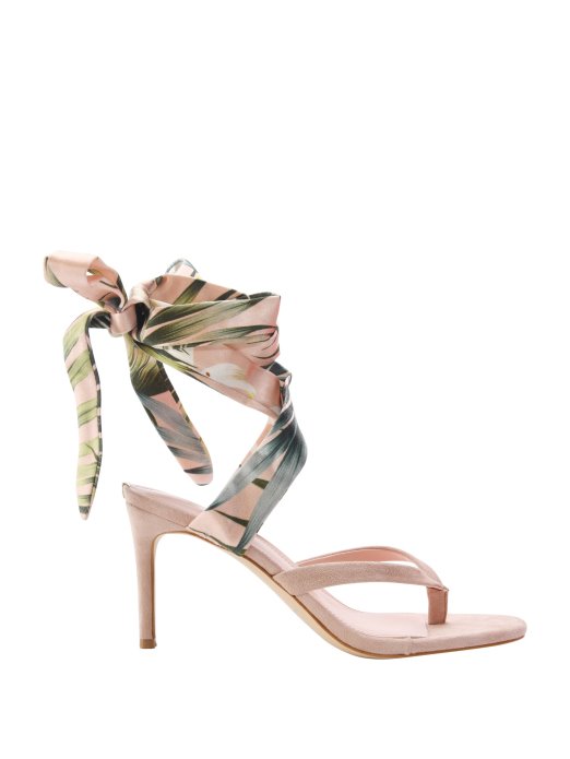 Guess Shopping Presta šal Na Vezanje Sandale Na Petu Srednje Ružičaste