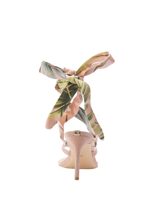 Guess Shopping Presta šal Na Vezanje Sandale Na Petu Srednje Ružičaste
