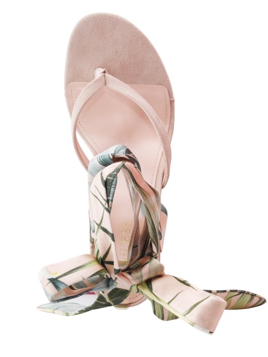 Guess Shopping Presta šal Na Vezanje Sandale Na Petu Srednje Ružičaste