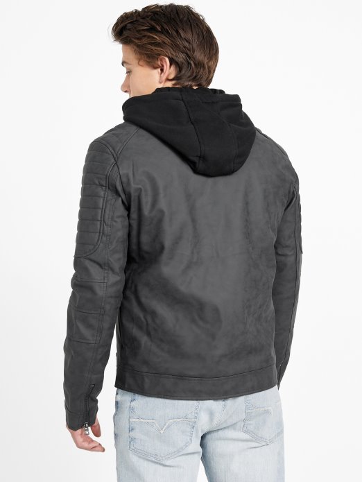 Guess Shopping Preston Moto Jakna Od Umjetnog Antilopa Jet Crna