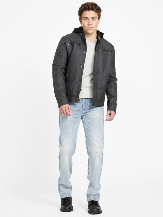 Guess Shopping Preston Moto Jakna Od Umjetnog Antilopa Jet Crna