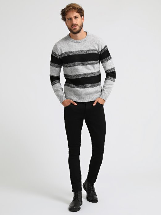 Guess Shopping Prugasti Džemper Sivi