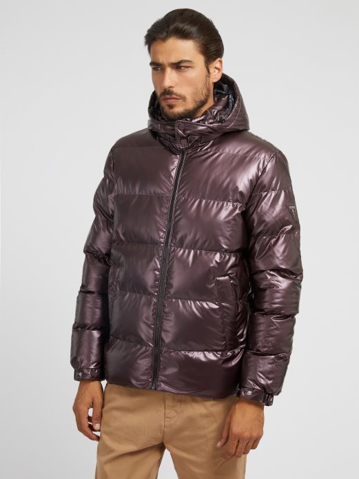 Guess Shopping Pufer Metalnog Izgleda Ružičasto Zlatno