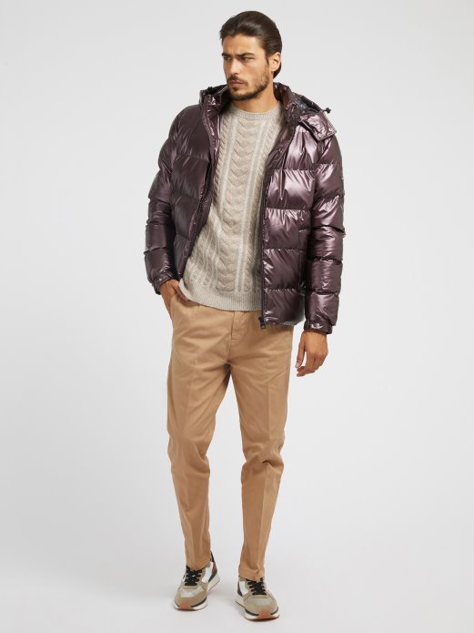 Guess Shopping Pufer Metalnog Izgleda Ružičasto Zlatno