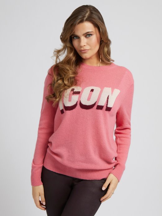 Guess Shopping Pulover Od Kašmira Ružičasta