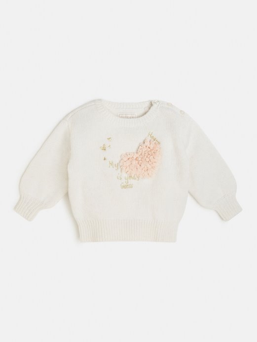 Guess Shopping Pulover S Okruglim Izrezom Bijeli