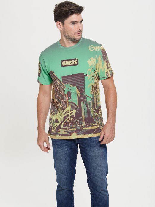 Guess Shopping Pure White Multi Eco Dtla Tee