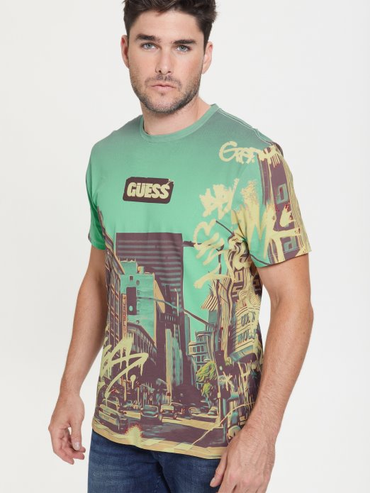 Guess Shopping Pure White Multi Eco Dtla Tee